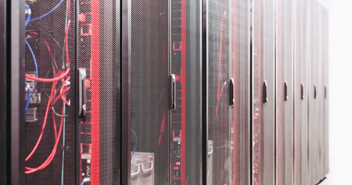Rows of servers in a data centre, representing where Google Workspace stores a Canadian therapist's client email by default